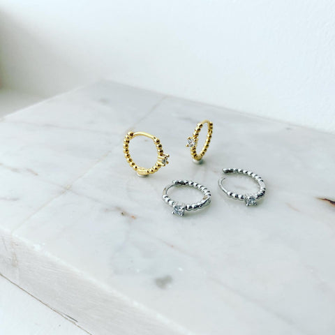 Huggie Hoop Earrings: Dotty Solo CZ
