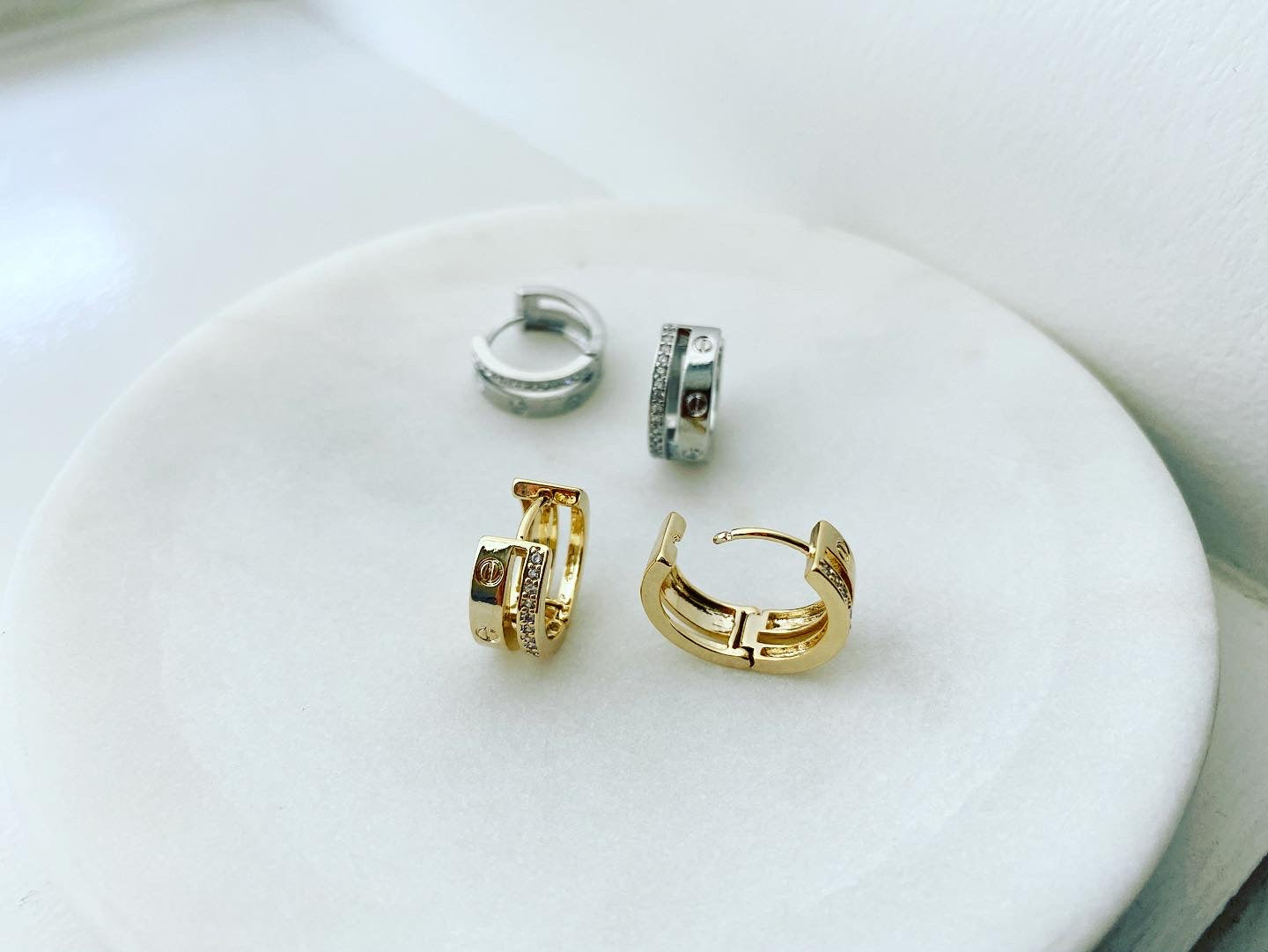 Huggie Hoop Earrings: Pavé Iconic LOVE