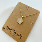 Cable Wreathed Pavé Disc Necklace