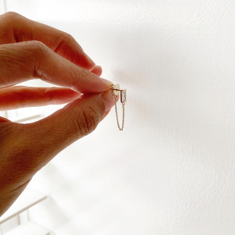 Baguette Chain Connection Earrings