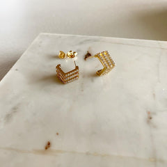 Pavé Protruding Point Earrings