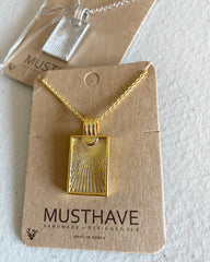 Fluted Rectangle Medallion Necklace