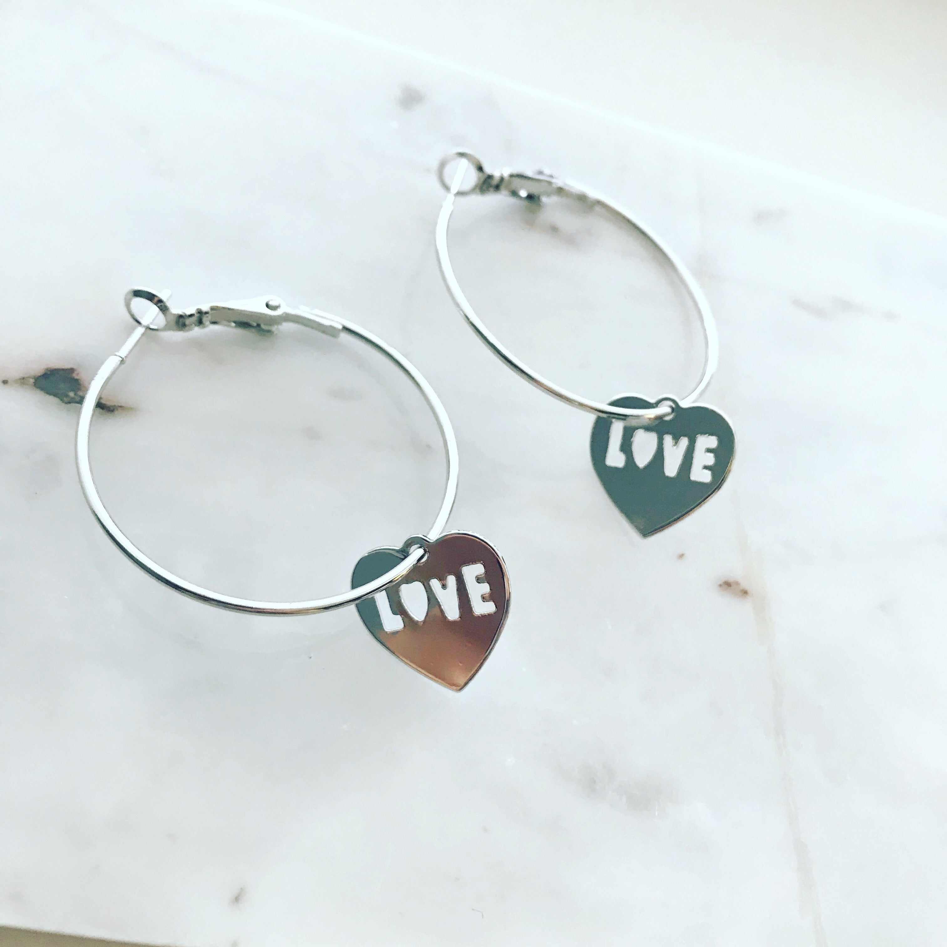 Love Charm Hoop Earrings