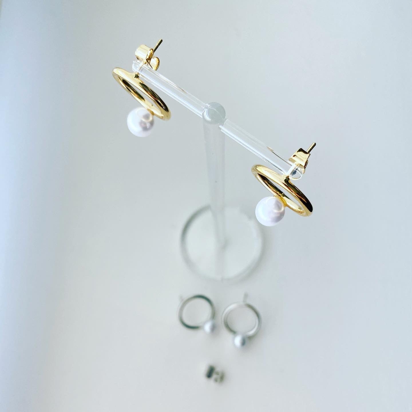 Pearl Open Circle Earrings