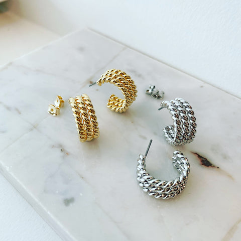 Triple Rope Hoop Earrings