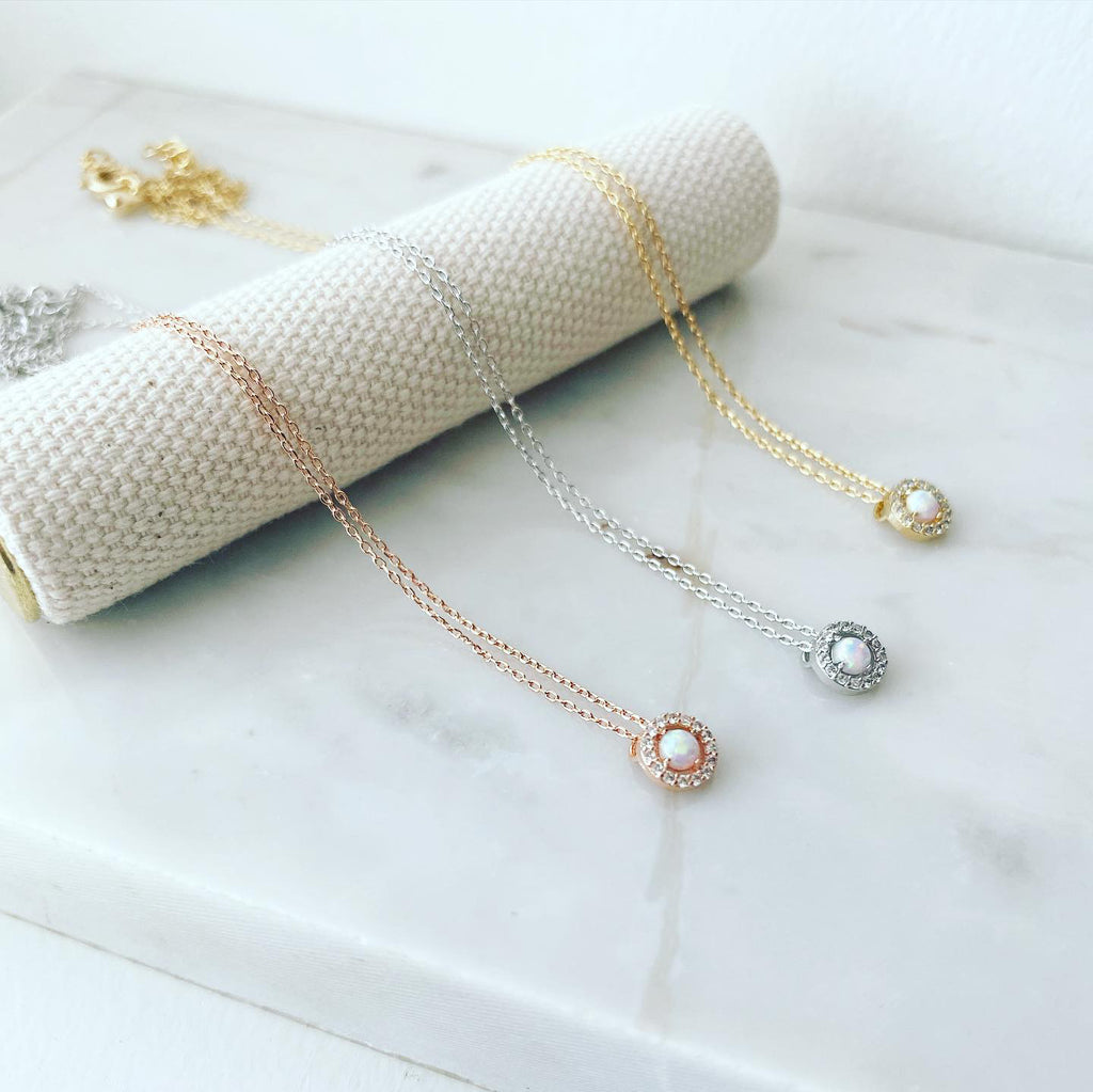 Micro Pavé Opal Necklace