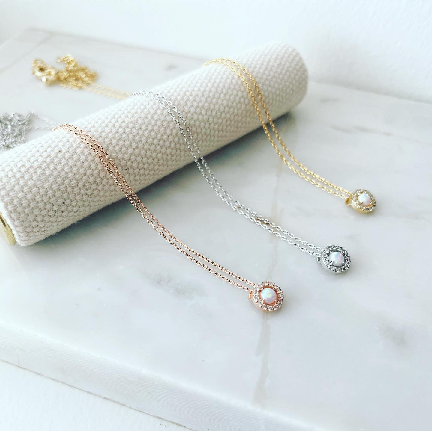 Micro Pavé Opal Necklace