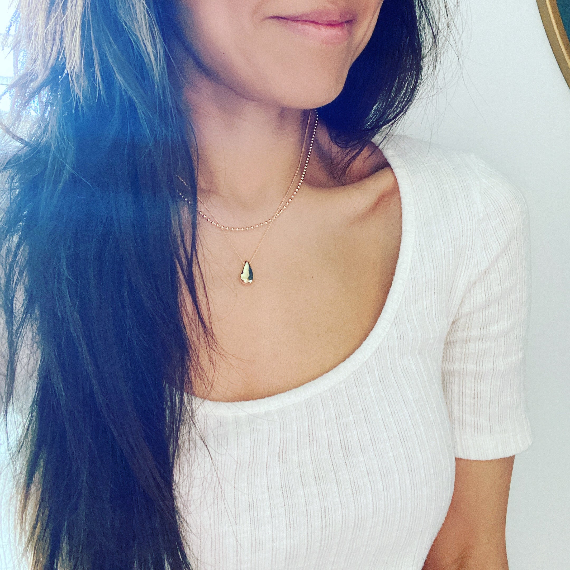 Layered Necklace: Waterdrop Bean