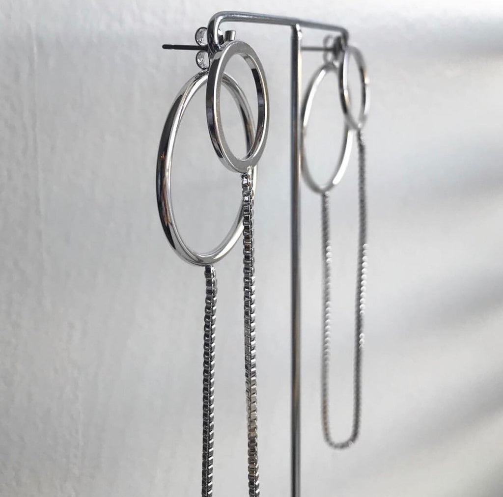 Box Chain Connector Earrings