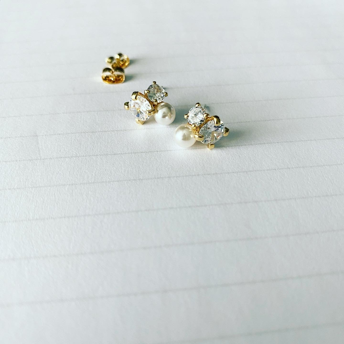 Pearl CZ Duo Earrings