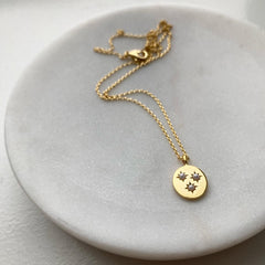 Triplet Pearls Sparkle Medallion Necklace