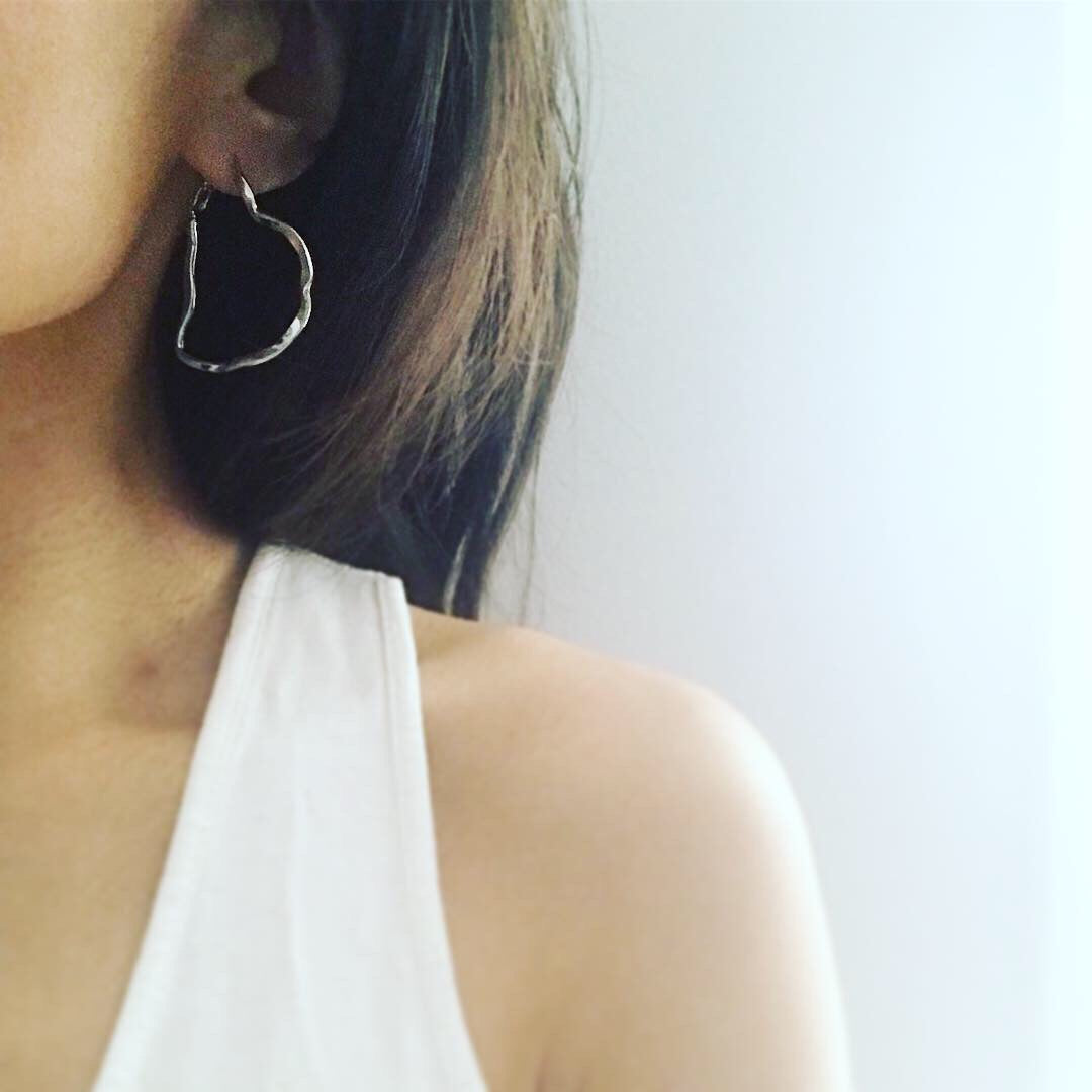 Heart Hammered Hoop Earrings