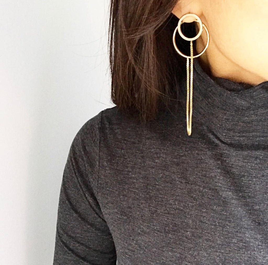 Box Chain Connector Earrings