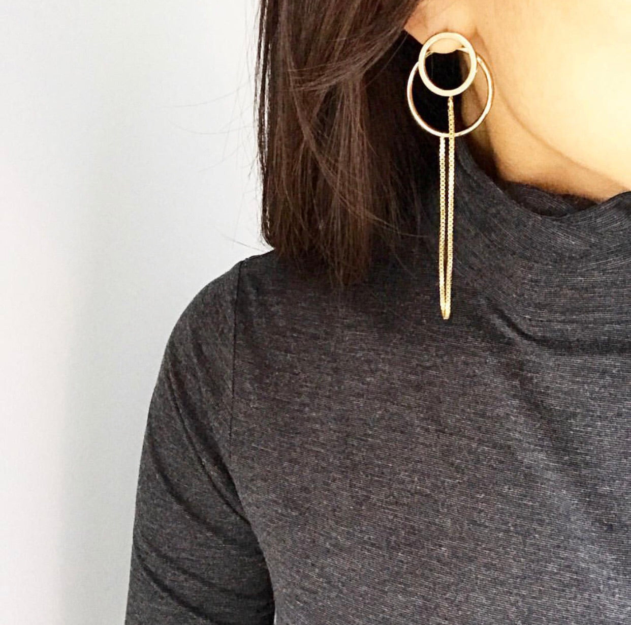 Box Chain Connector Earrings