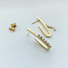 Curved Bar Bling Trim Earrings