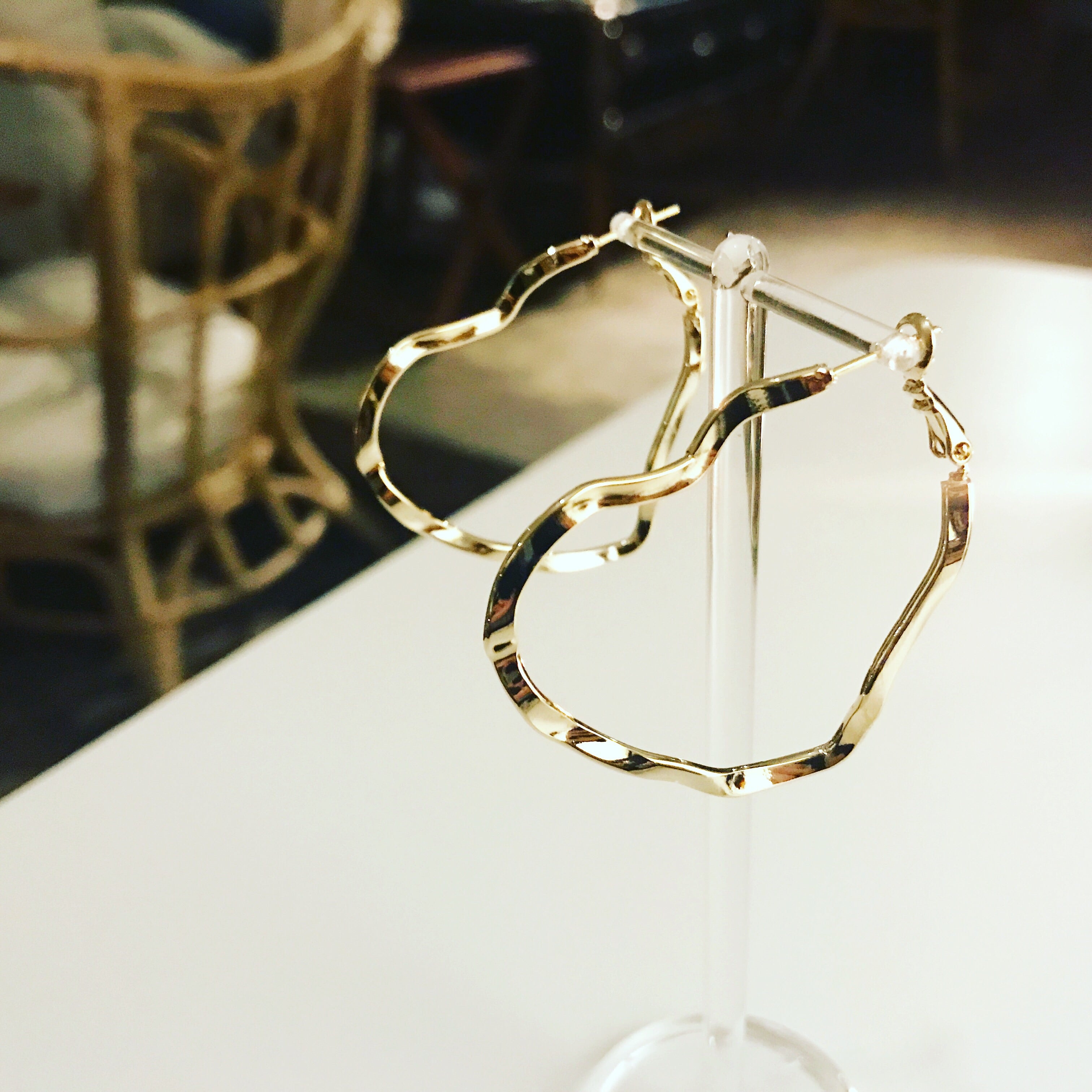 Heart Hammered Hoop Earrings