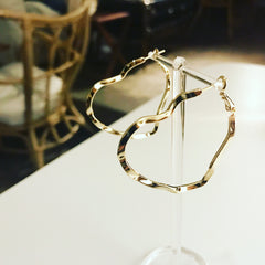 Heart Hammered Hoop Earrings