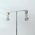 Triple Tier Square Circle Earrings