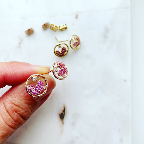 Pink Heart Earrings
