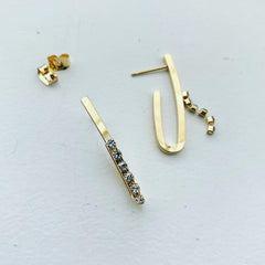 Curved Bar Bling Trim Earrings