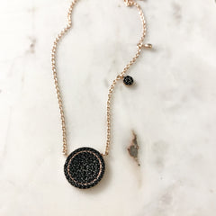 Flawless Disc Necklace - Black CZ