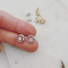 Sitting CZ Stud Earrings