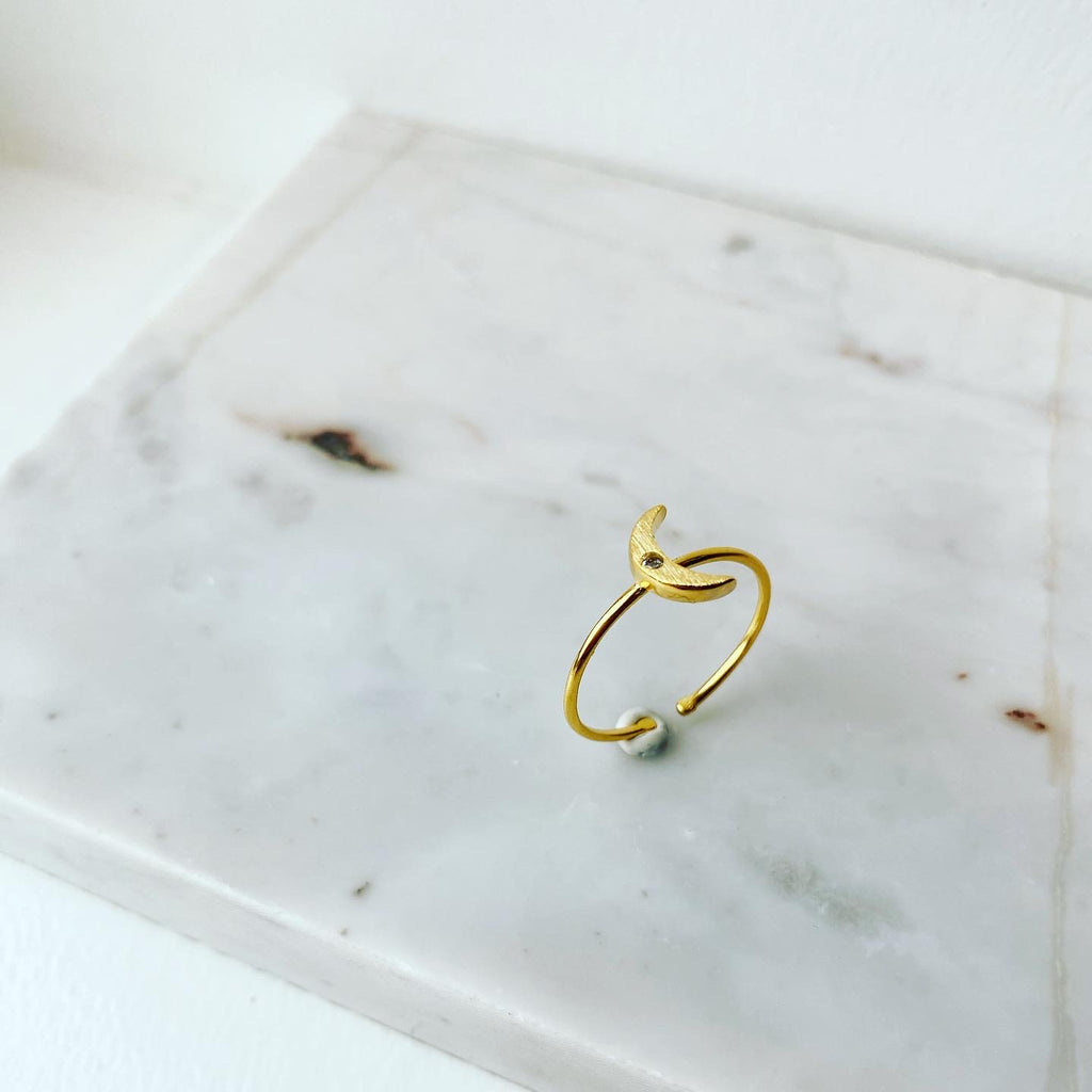 Moon CZ Ring