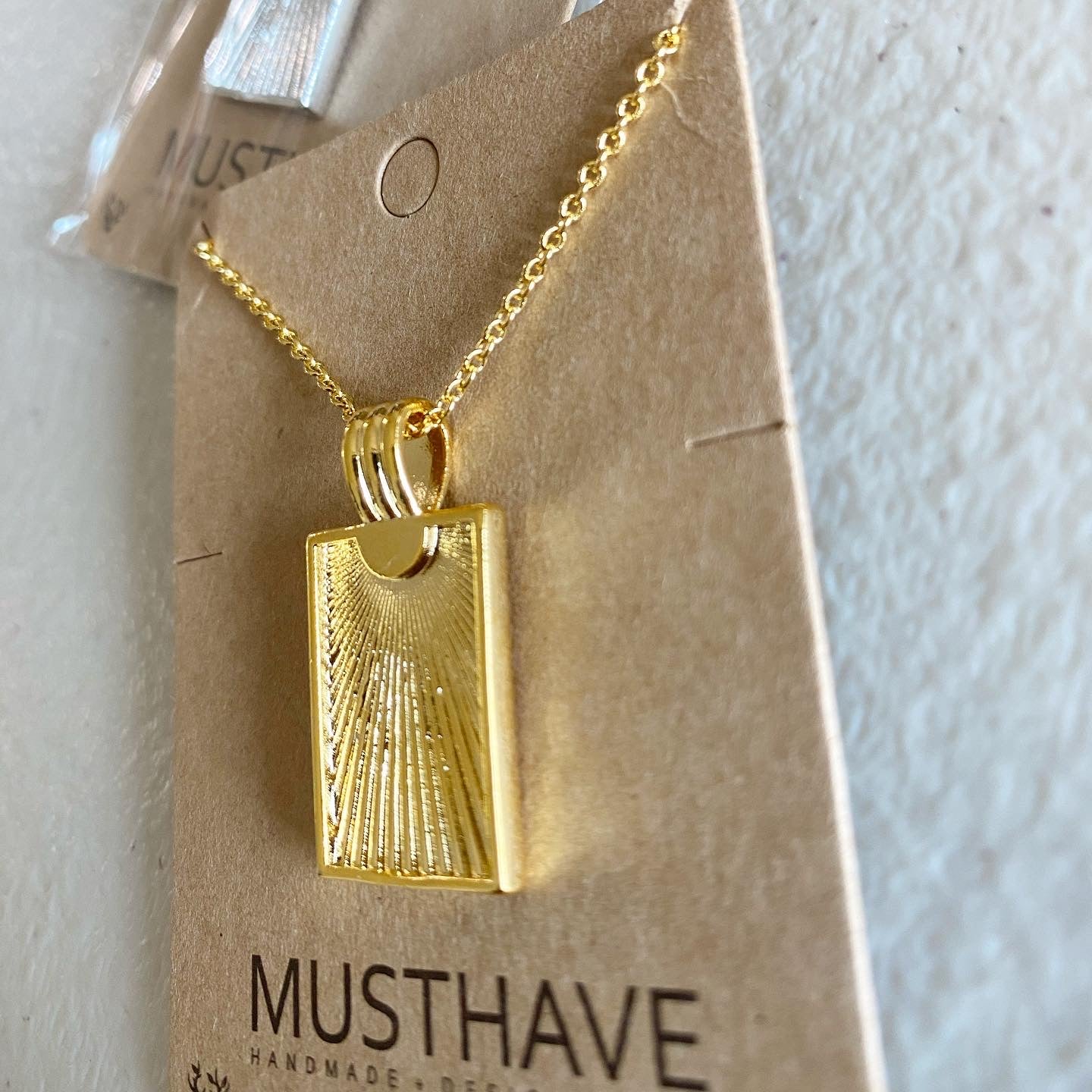 Fluted Rectangle Medallion Necklace