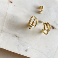 Pavé Baguette Grip Earrings