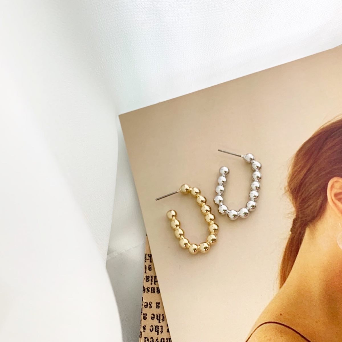 Dotty Beaded Oval Hoop Earrings