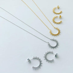 Dotty Sunburst Arc Necklace