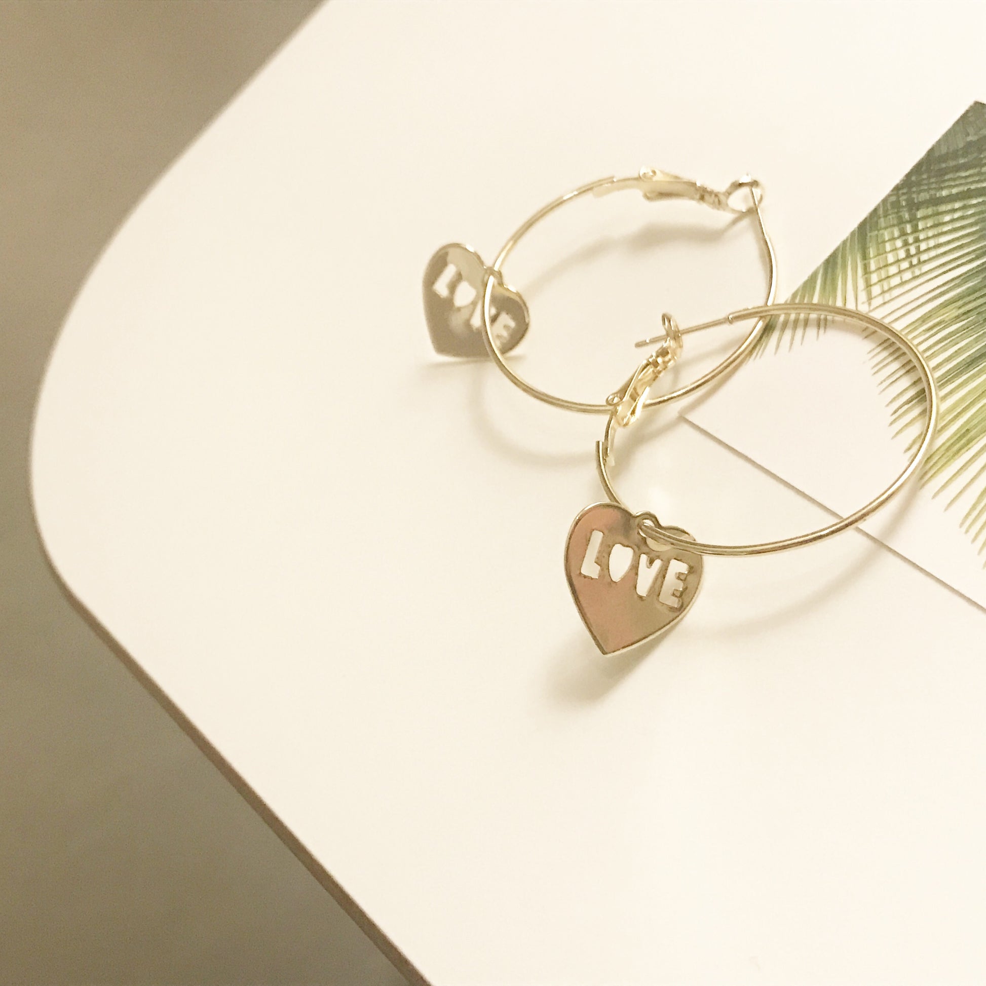 Love Charm Hoop Earrings