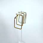 Rectangle Boss Hoop Earrings