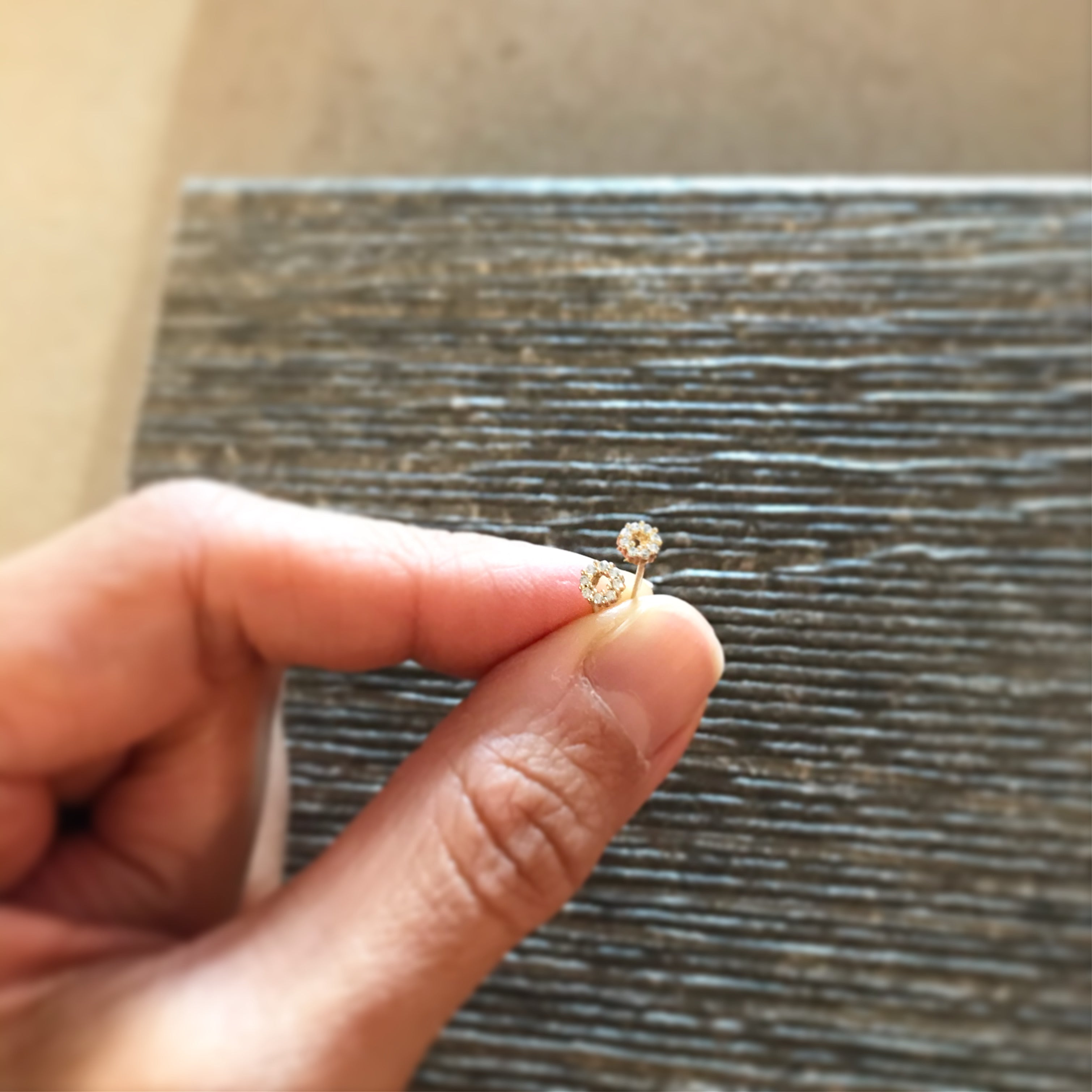 Pave Open Circle Teeny Earrings