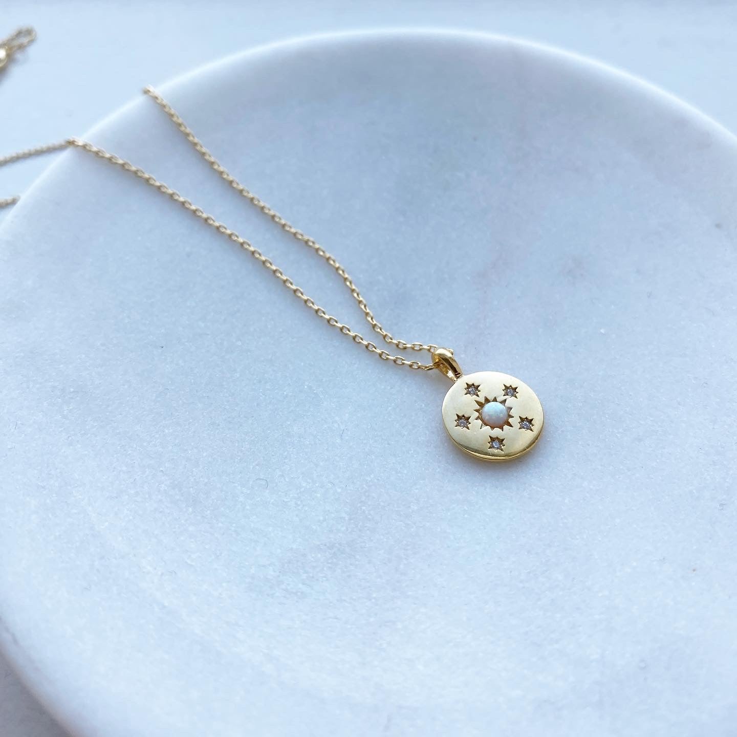 Opal Sparkle Medallion Necklace