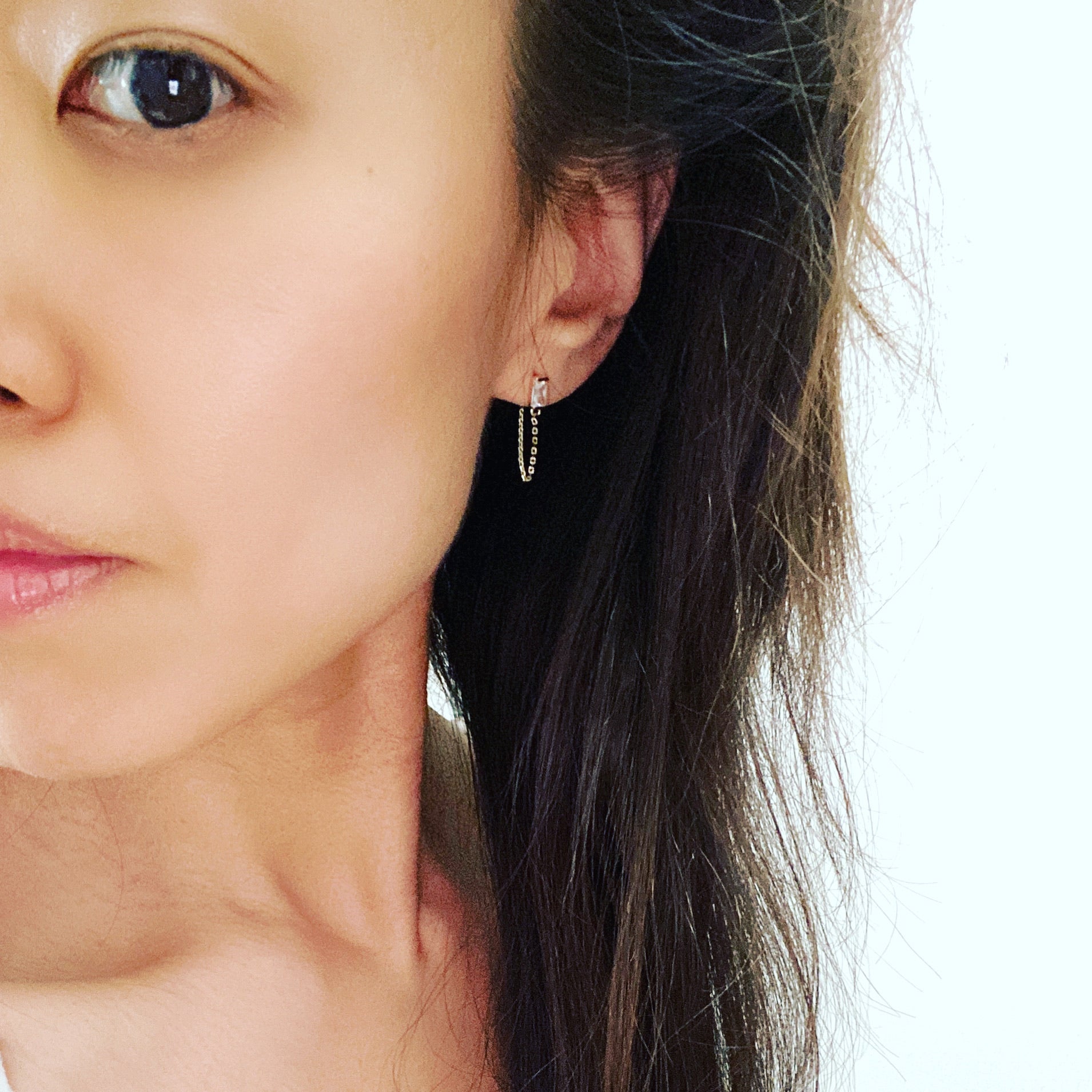 Baguette Chain Connection Earrings