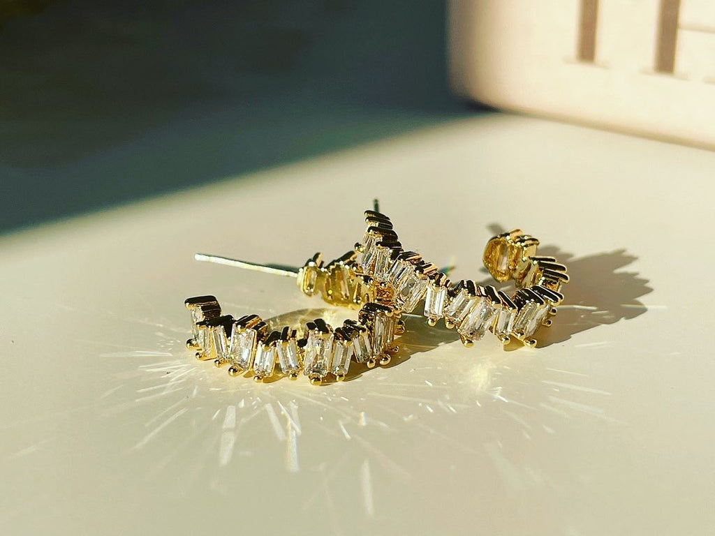 Baguette Gleam Hoop Earrings