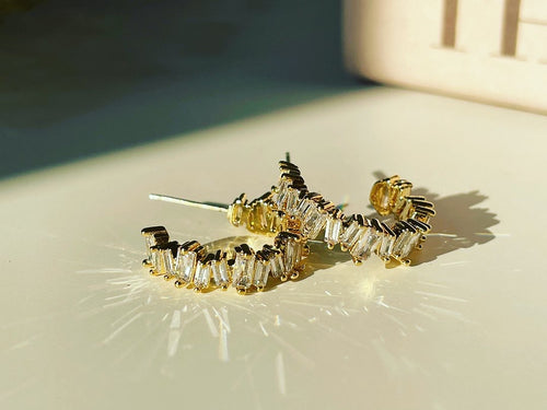 Baguette Gleam Hoop Earrings