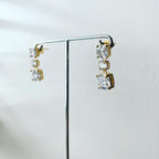 Triple Tier Square Circle Earrings