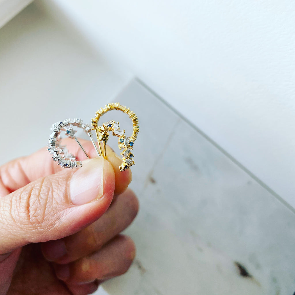 Zig Zag Baguette Hoop Earrings