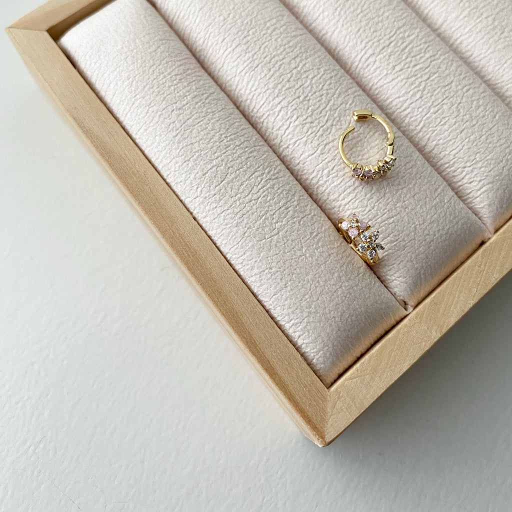 Huggie Hoop Earrings: Double Flower