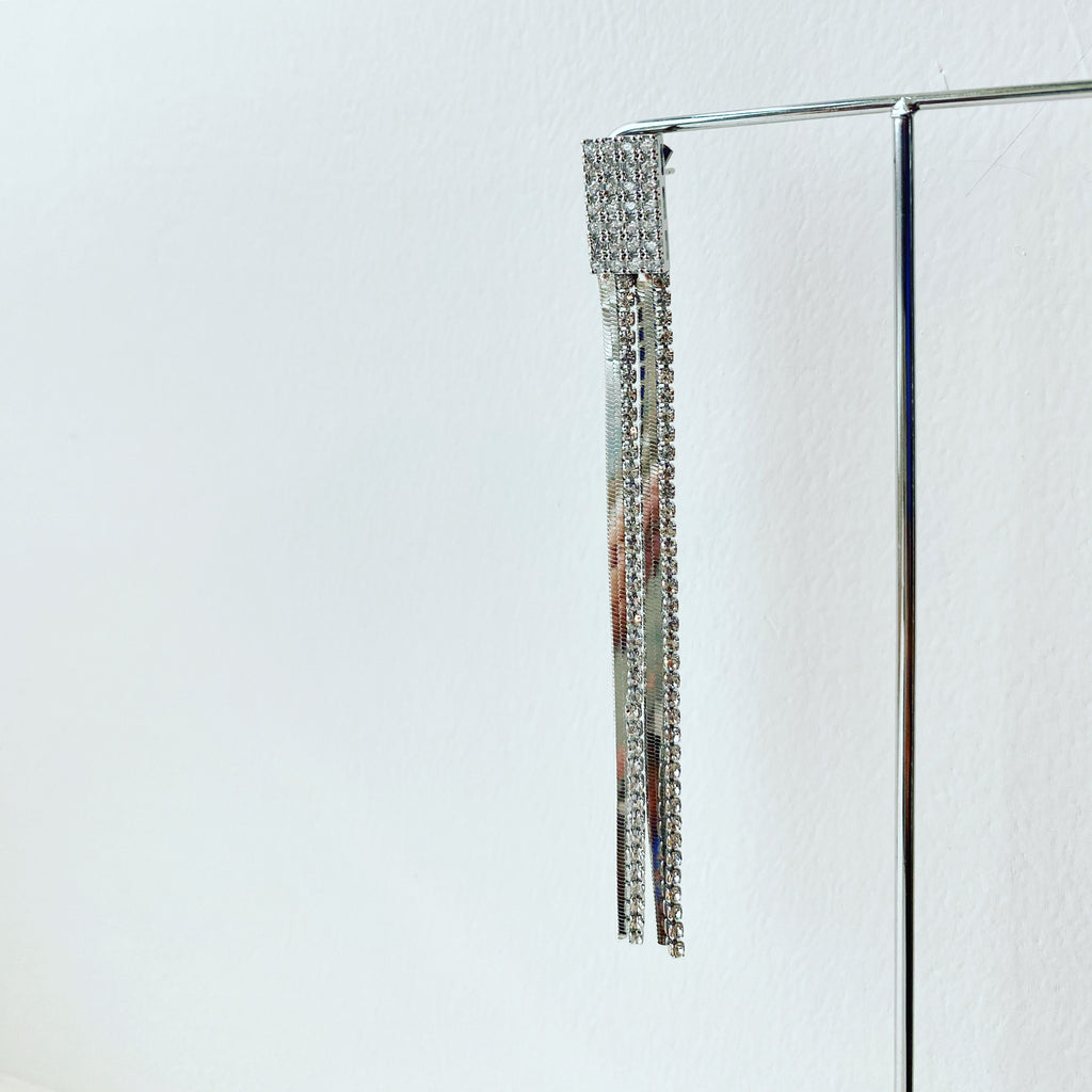 Herringbone & Bling Fringe Earrings