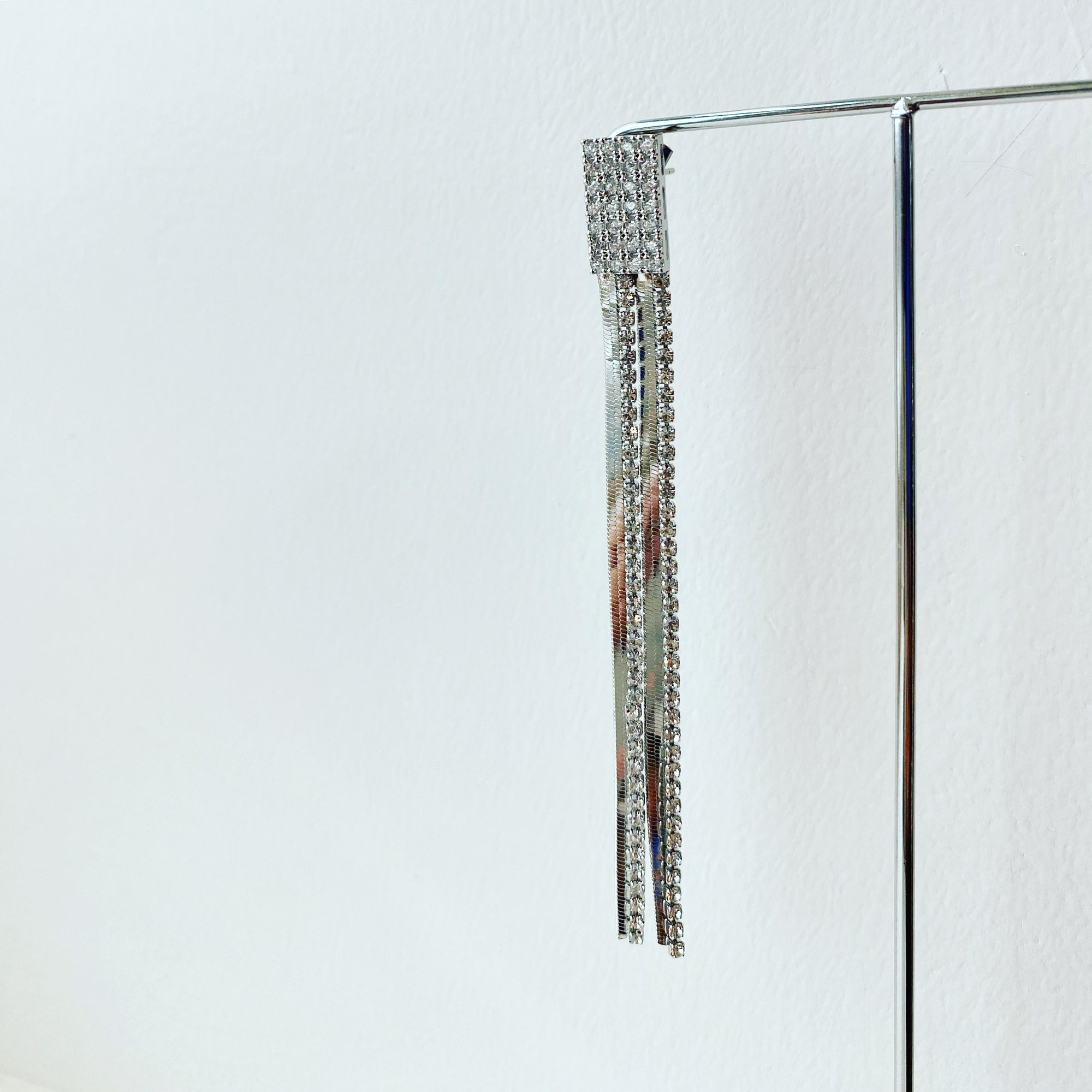 Herringbone & Bling Fringe Earrings