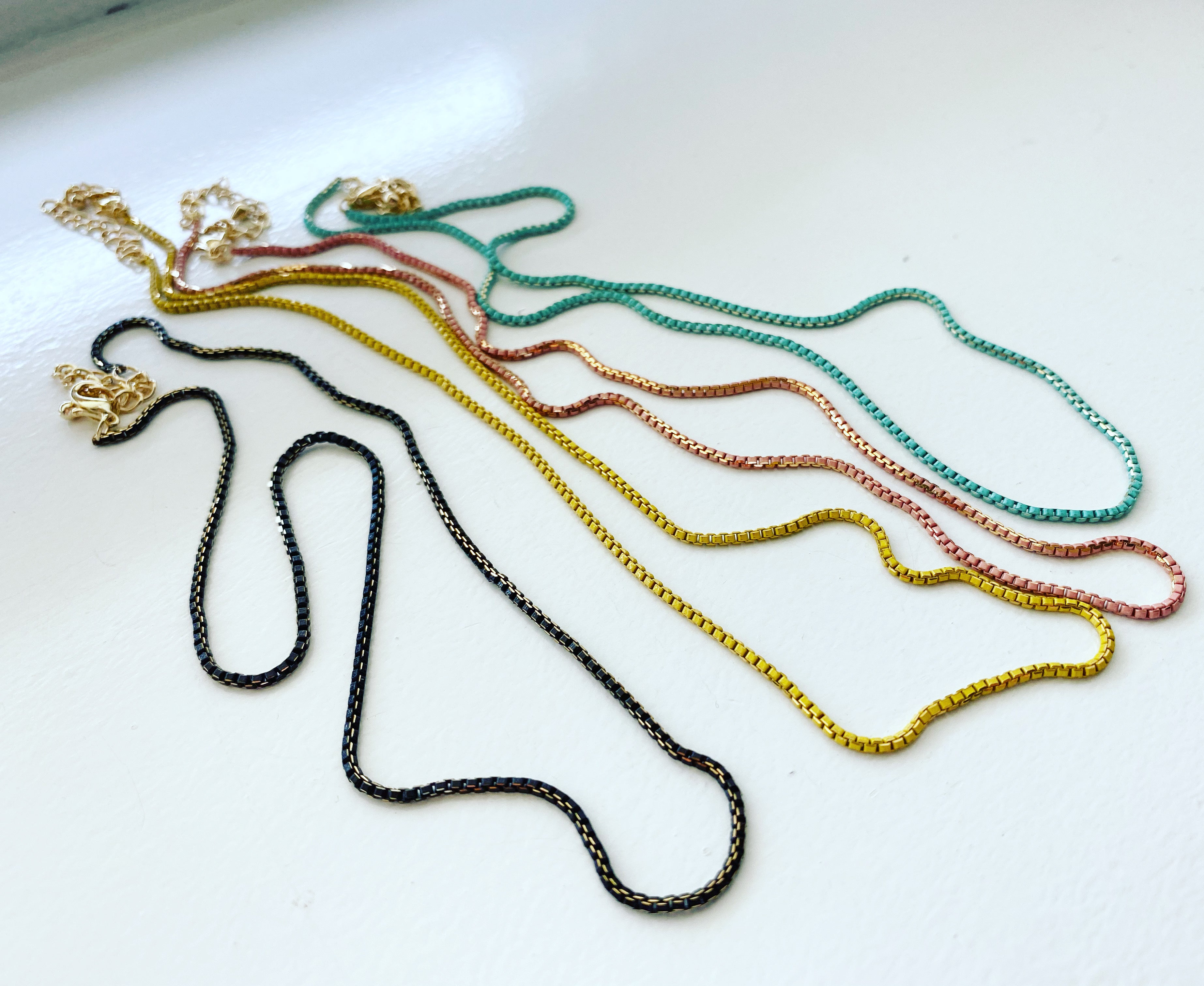 Enamel Box Chain Necklace