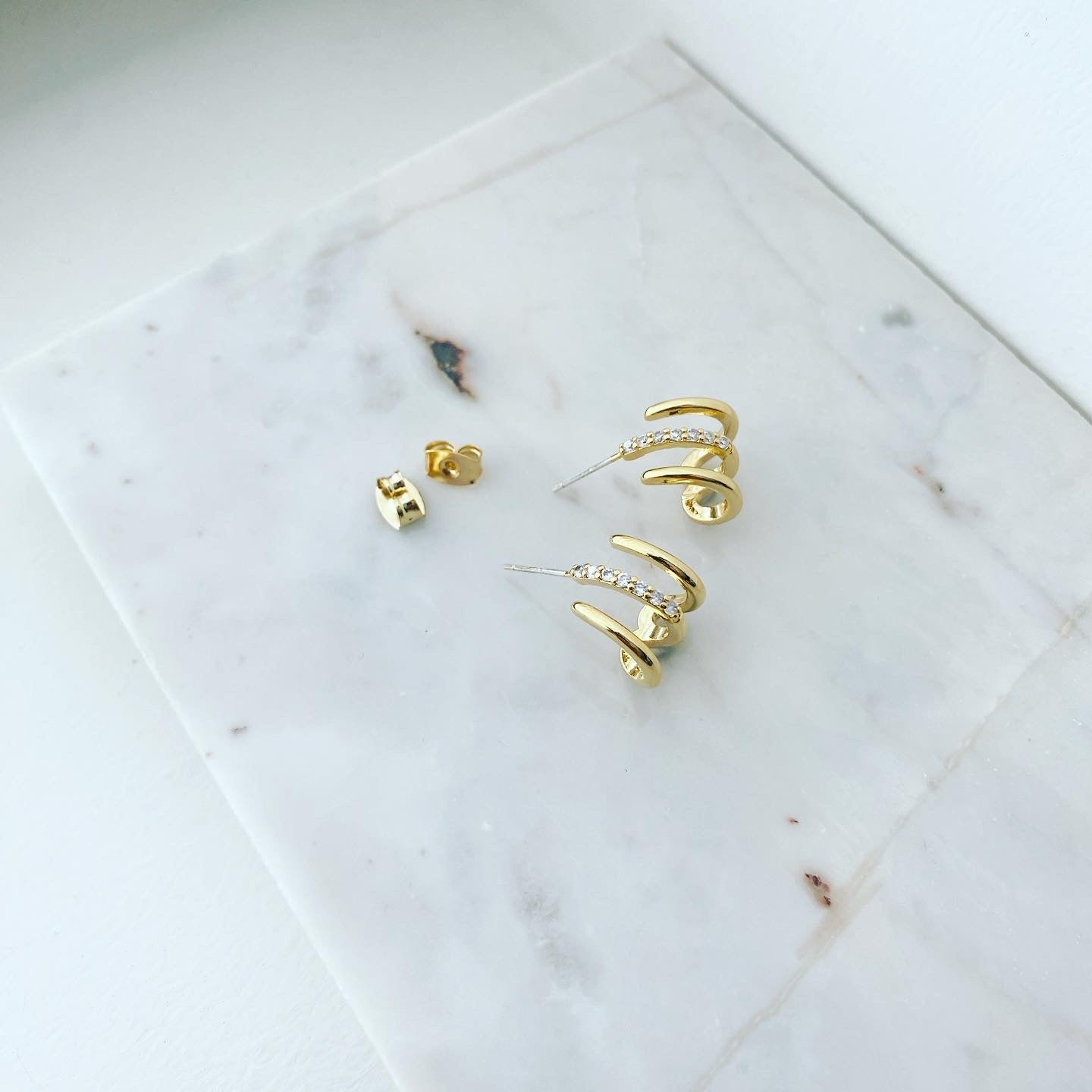 Triple Grip Pavé (CZ) Earrings