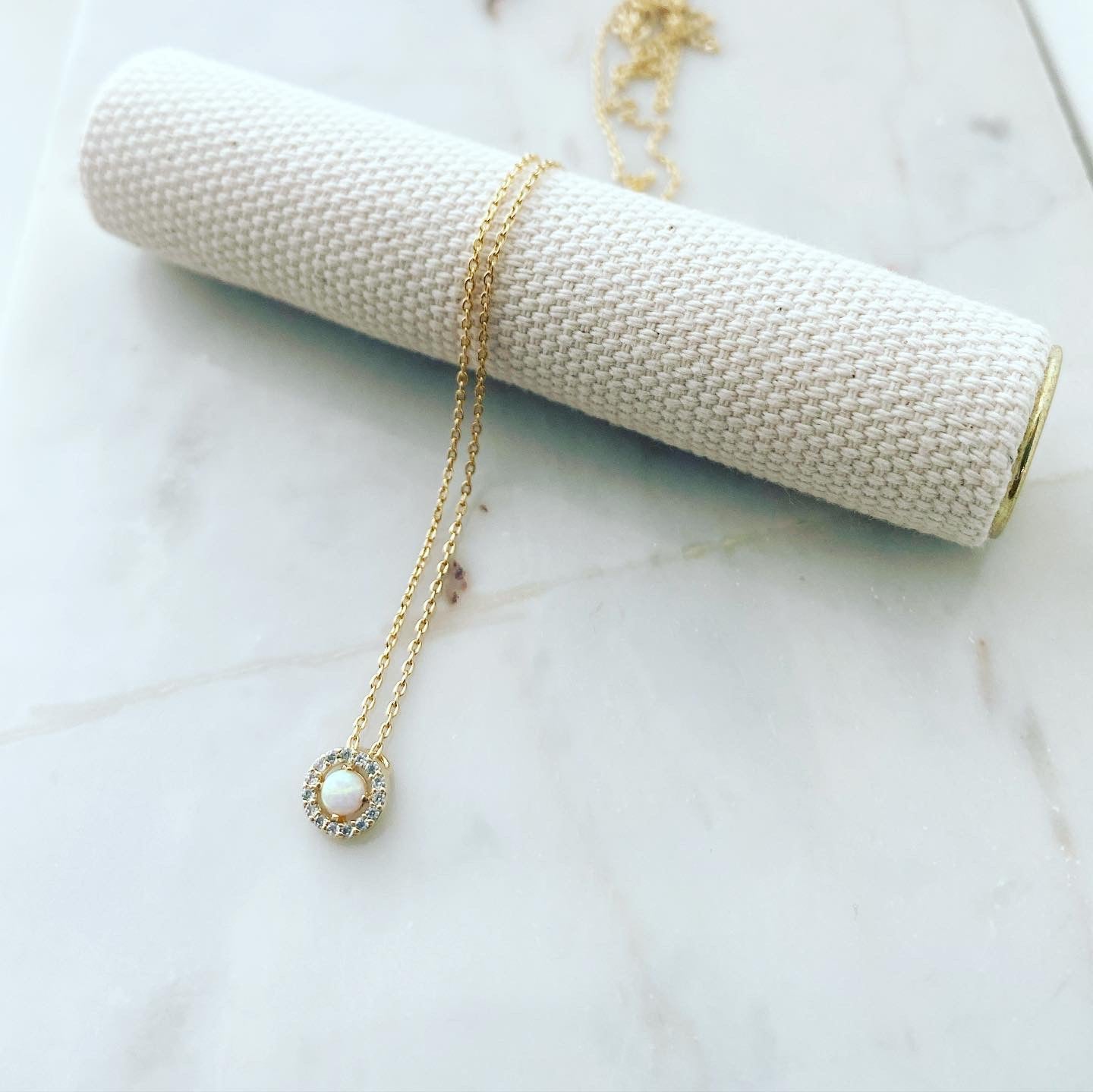 Micro Pavé Opal Necklace