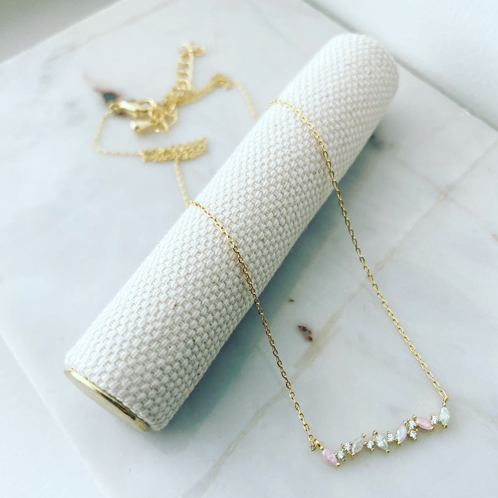 Marquise Cluster Bar Necklace