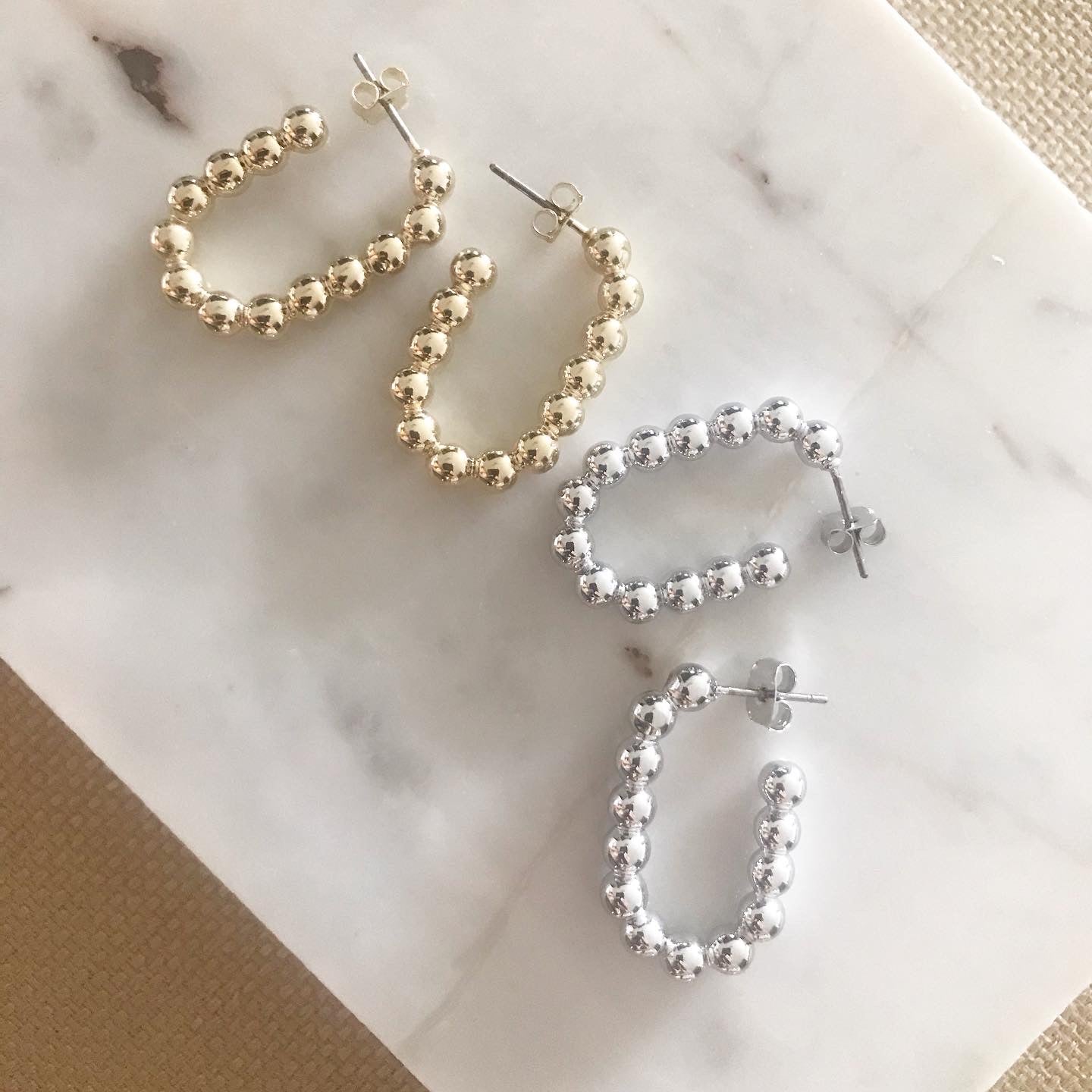 Dotty Beaded Oval Hoop Earrings