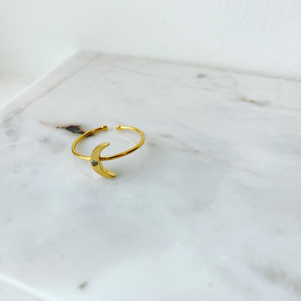 Moon CZ Ring