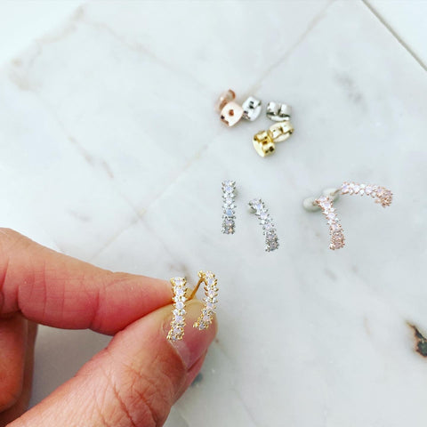 Round Bejeweled Hoop Earrings